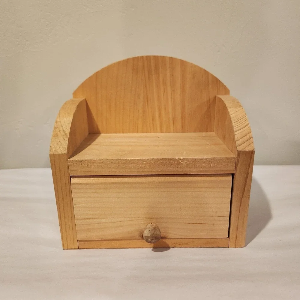 Cottagecore, Rustic Wood Shelf with Hidden Cubbie Natural Wood Tabletop